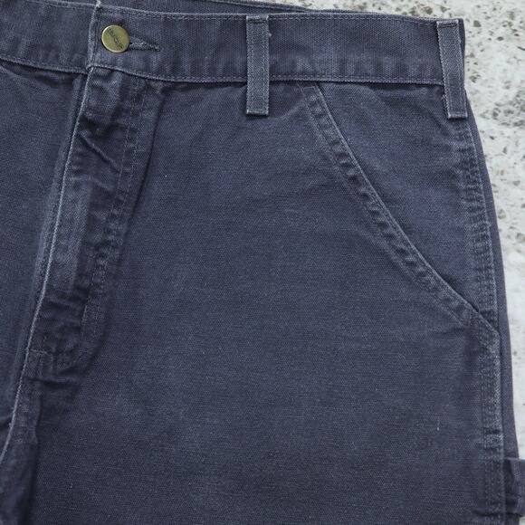 RARE Vintage Carhartt B25 PTB Petrol Blue - Grey Carpenter Shorts 31x8.15 - Picture 11 of 14